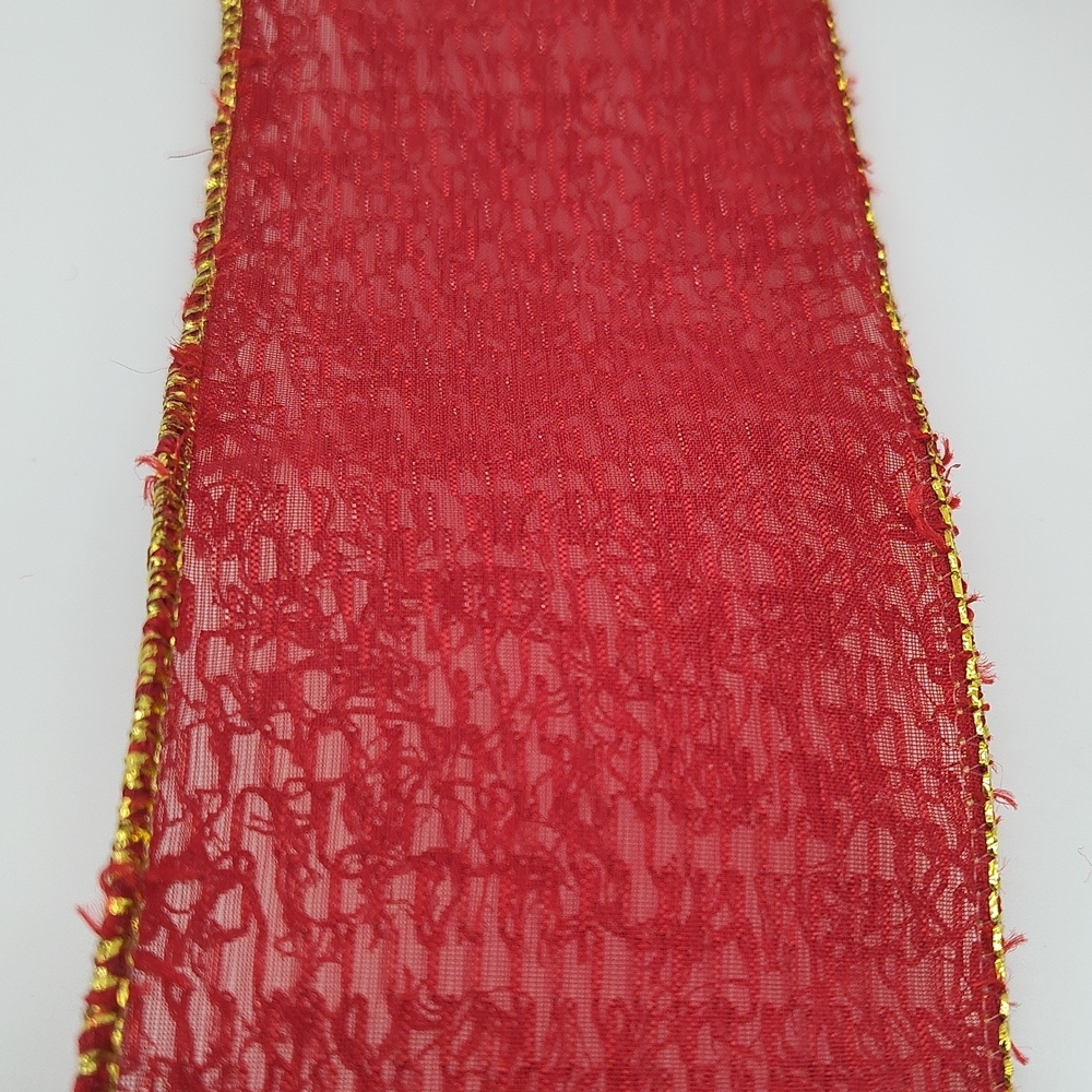 RENAISSANCE 2000 Red Textured Ribbon Gold Edge 2.5” Two (2) Yards - Picture 3 of 5